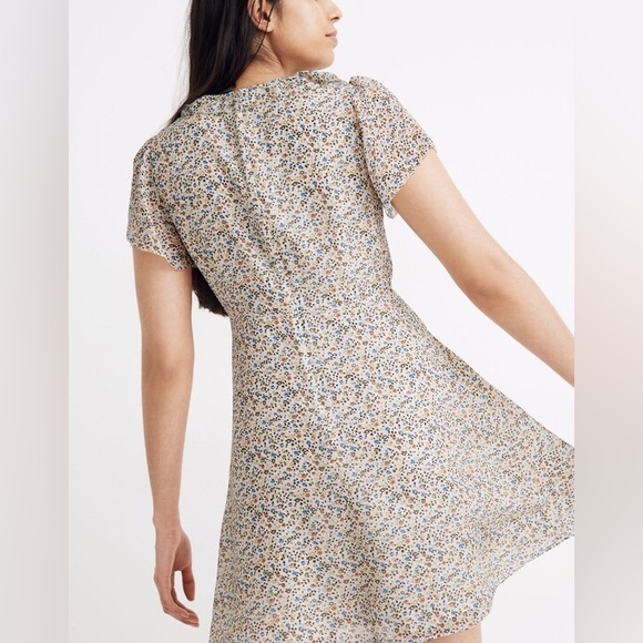 Madewell 100% Silk Ruffle-Neck Mini Dress - Picture 4 of 13